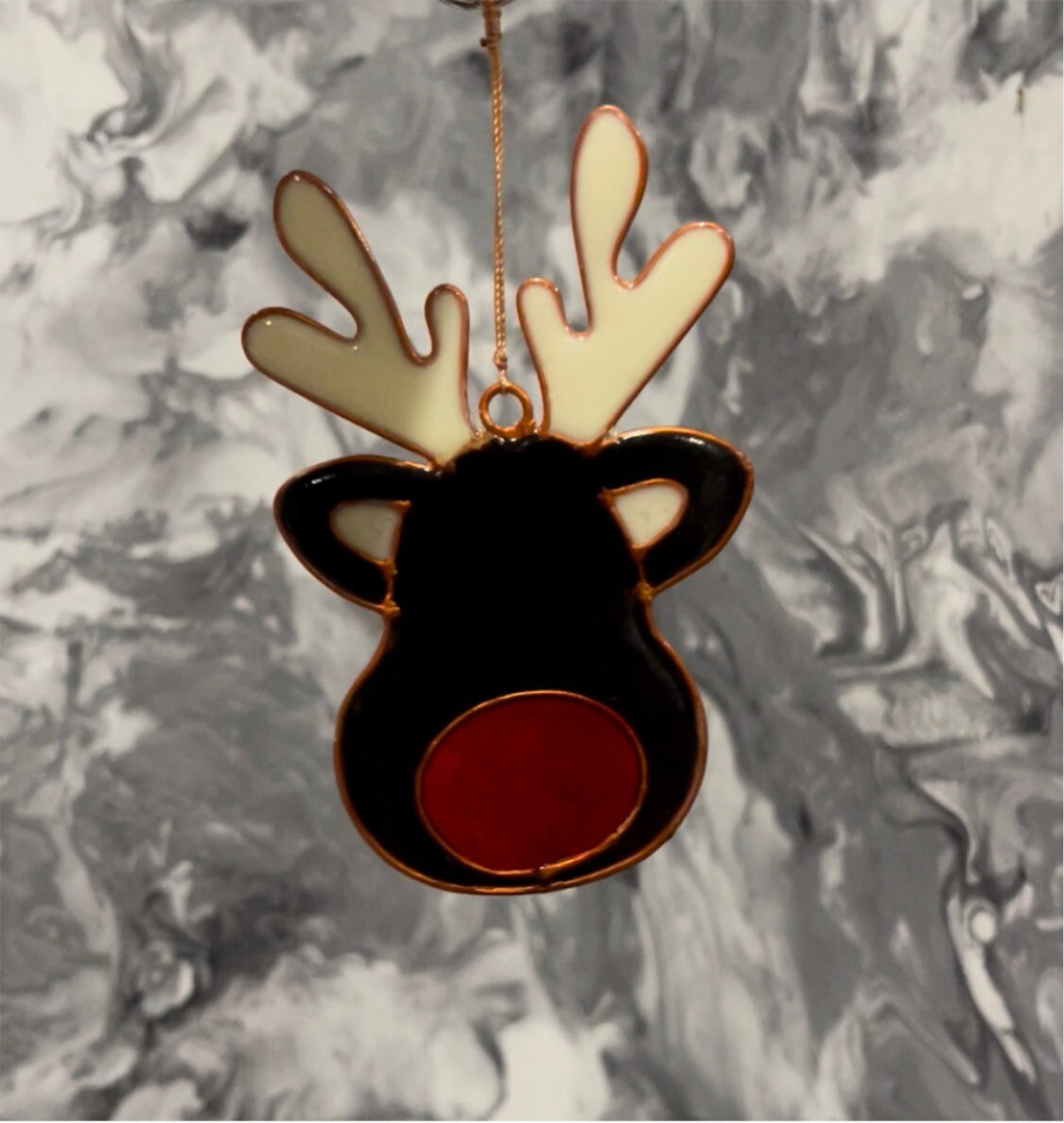 Christmas Santa’s Reindeer Resin Hanging Suncatcher Window or Tree Decoration