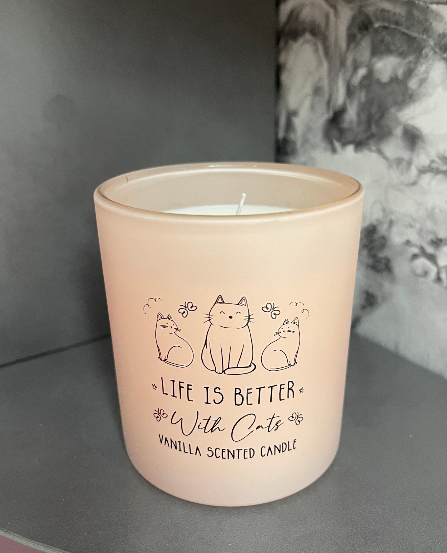 Life Is Better With Cats Vanilla Scented Candle – Cat Lover Gift