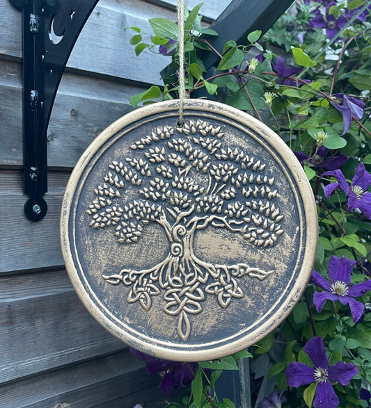 Tree of Life Ceramic Terracotta Hanging Wall Plaque Bronze or Silver