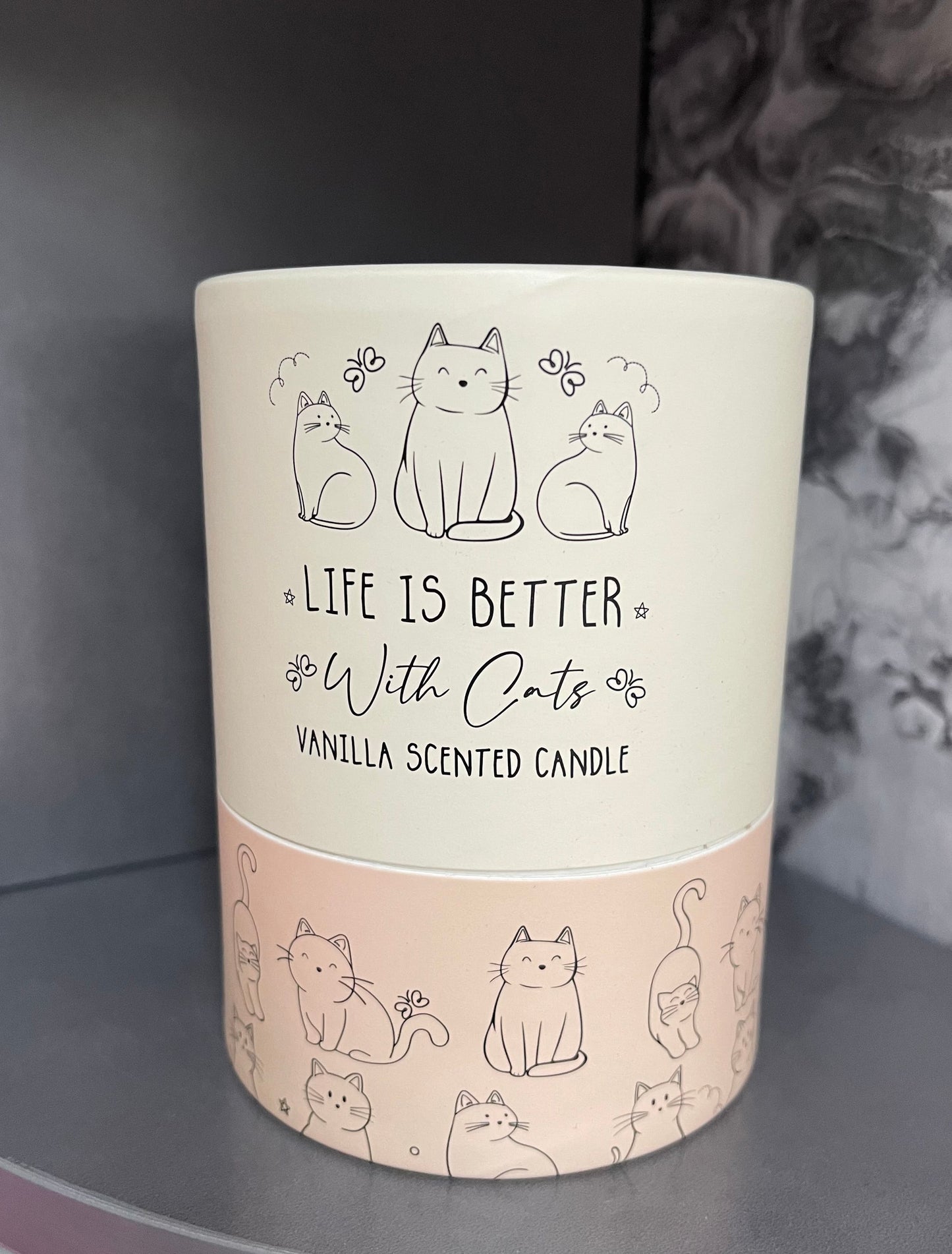 Life Is Better With Cats Vanilla Scented Candle – Cat Lover Gift