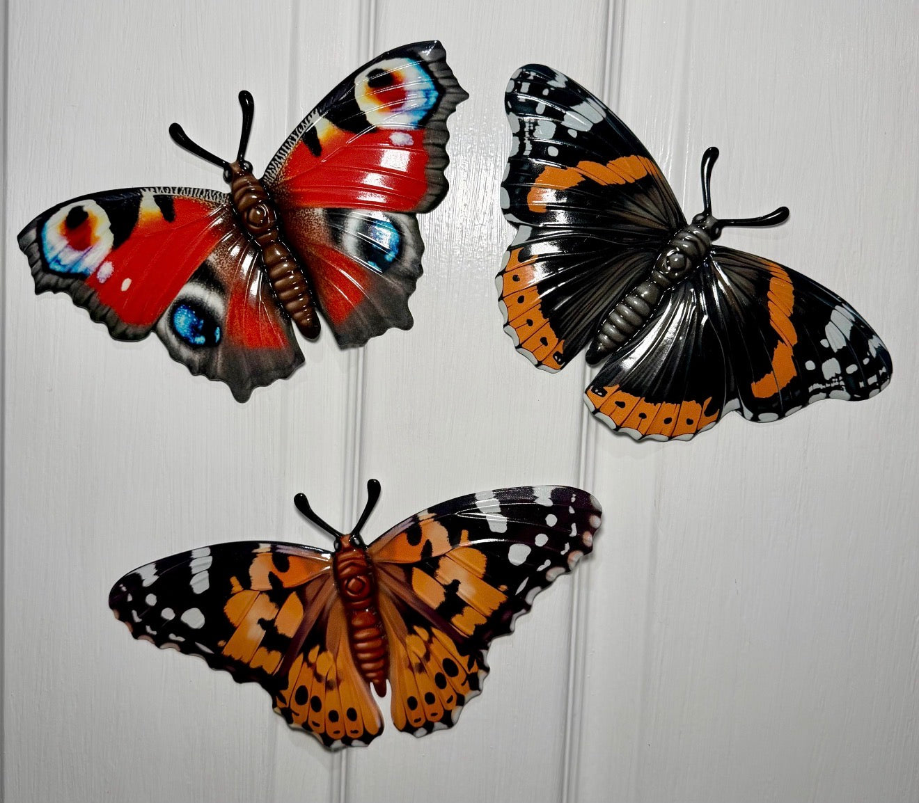 Set of 3 Butterfly Garden Wall Art Decor - Metal Butterflies Fence Shed Ornament Plaques Mothers Day Gifts
