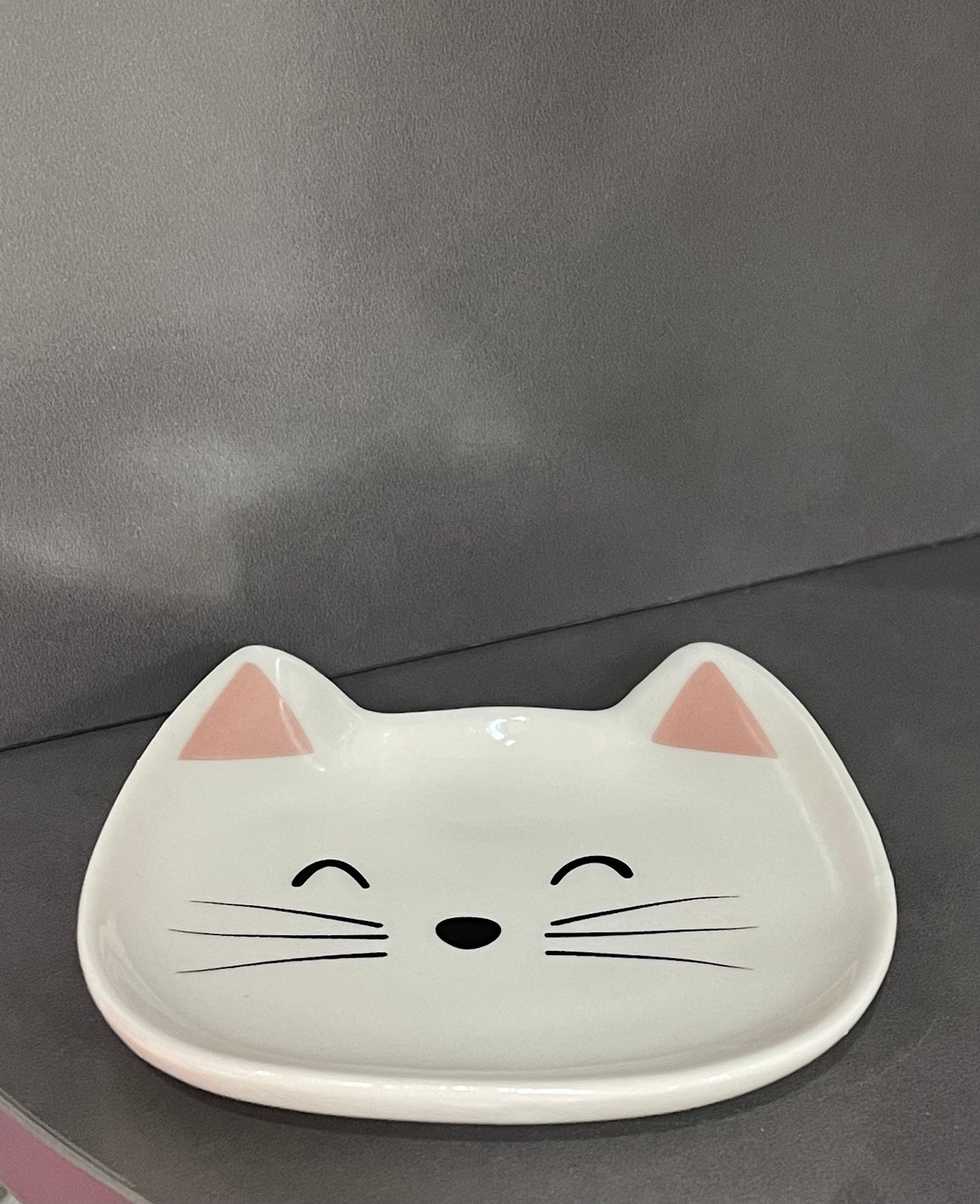 White Ceramic Cat Ring Holder Dish – Jewellery Trinket Tray Gift