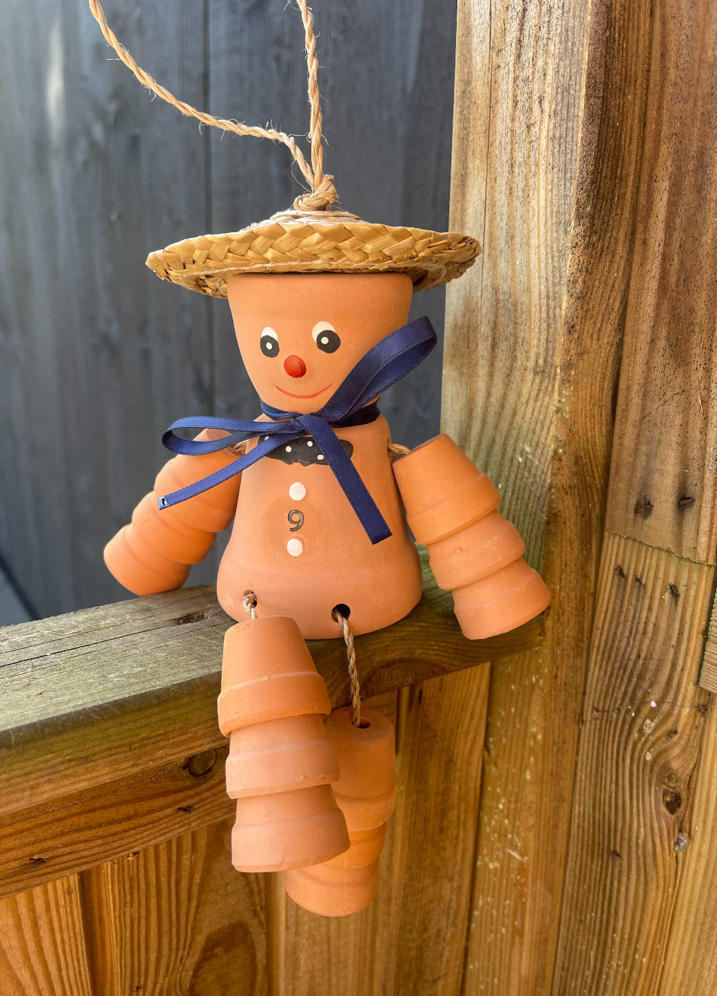 Personalised Terracotta Plant Pot People Man or Lady Includes Ribbon Of Choice