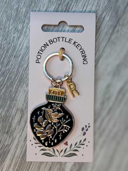 Personalised Potion Bottle Keyring – Initial Charm Witchy Gift