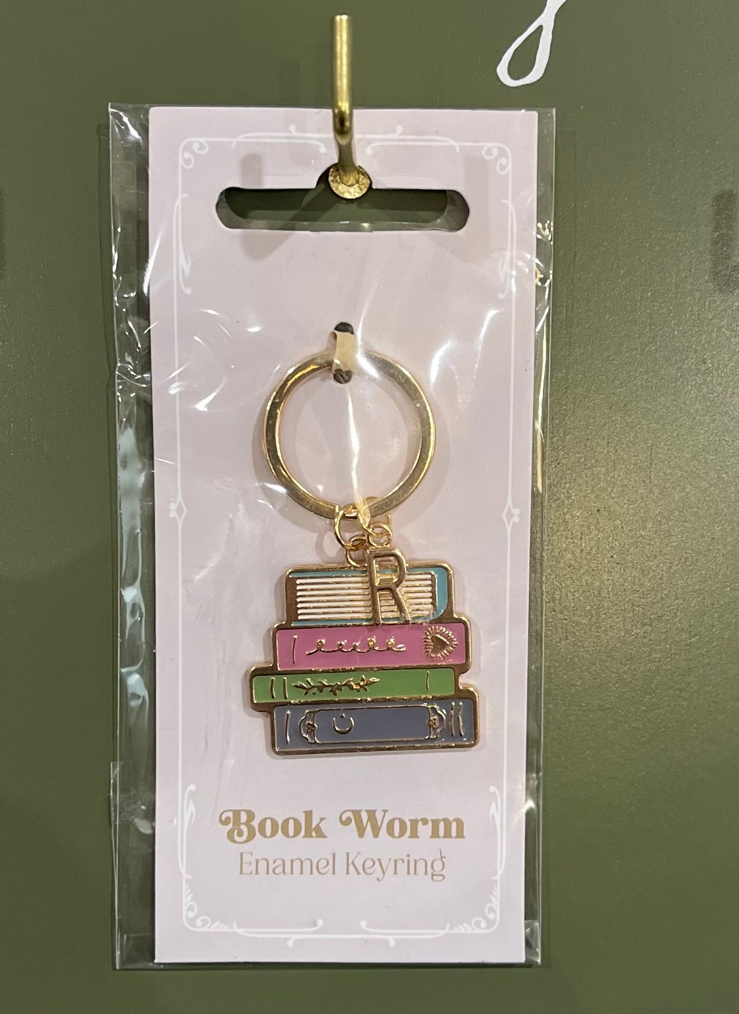 Personalised Book Lover Keyring – Book Worm Enamel Charm Gift – Reader, Book Club, Teacher or Student Gift Idea