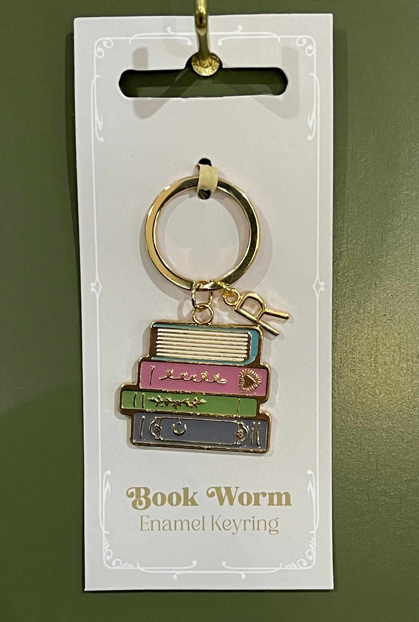 Personalised Book Lover Keyring – Book Worm Enamel Charm Gift – Reader, Book Club, Teacher or Student Gift Idea