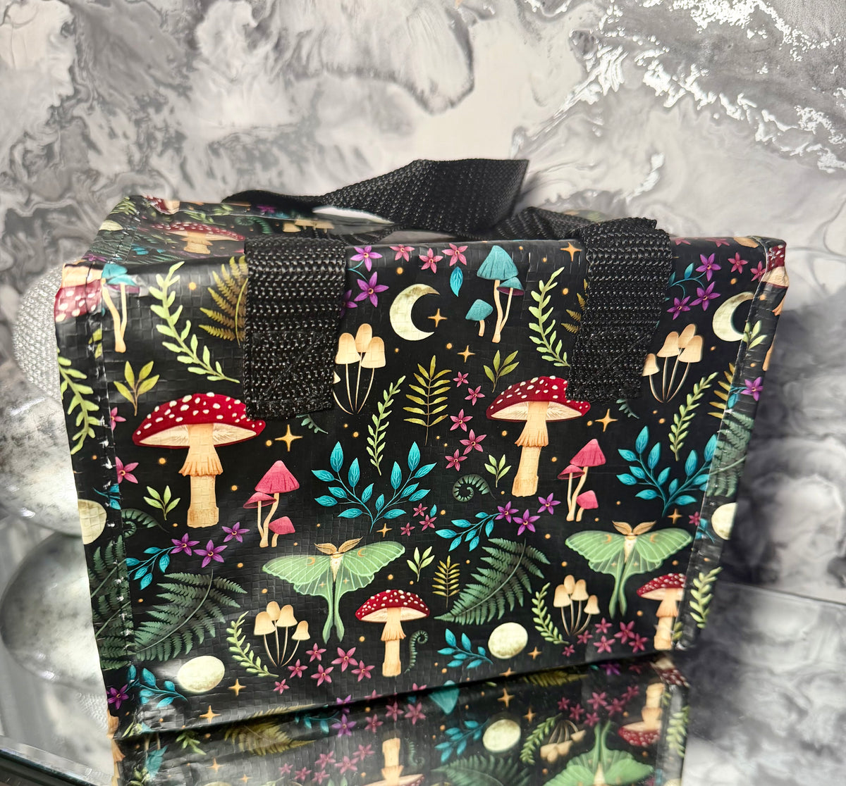 Woodland Mushroom & Luna Moth Lunch Bag – Insulated Thermal Tote