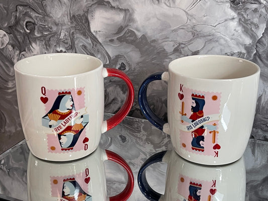 Ladyship & Lordship Couples Ceramic Mug Set Wedding Pottery 9th Anniversary Gift