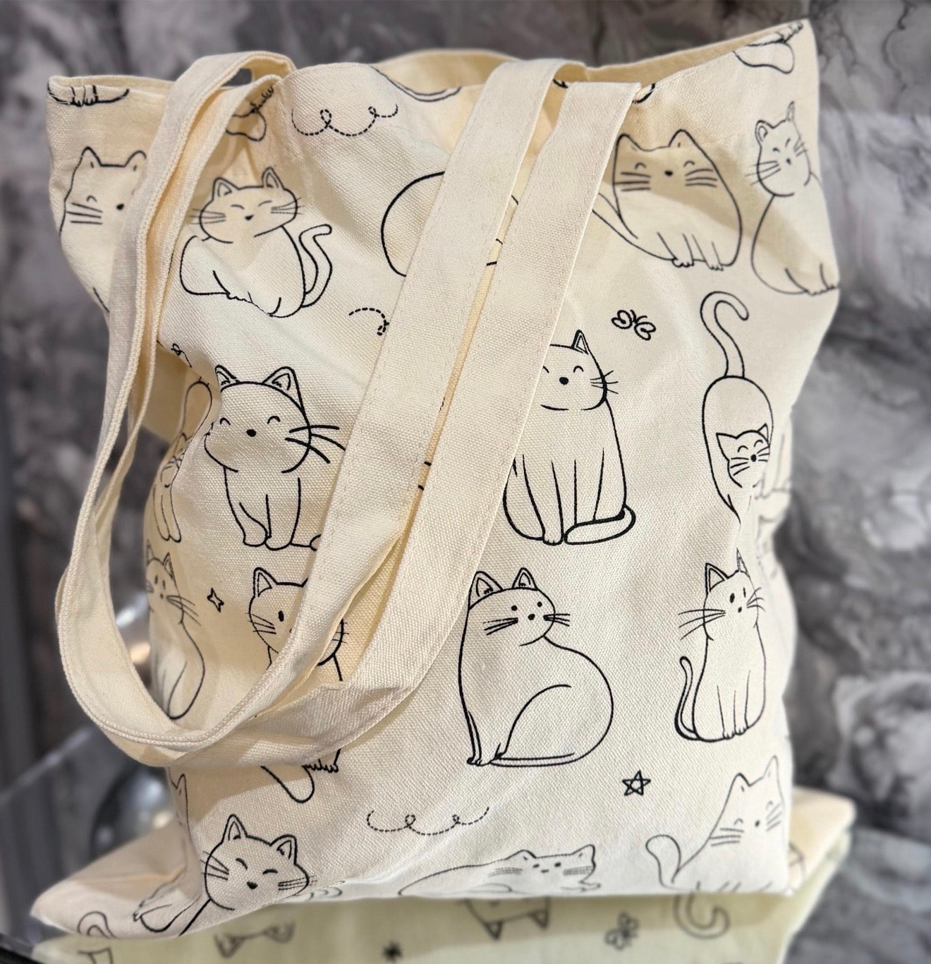 Cat Print Reusable Tote Bag – Eco-Friendly Shopping Bag for Cat Lovers