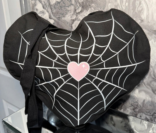 Heart Shaped Spider Web Tote Bag Gothic Cute Reusable Canvas Shopping Bag Gift