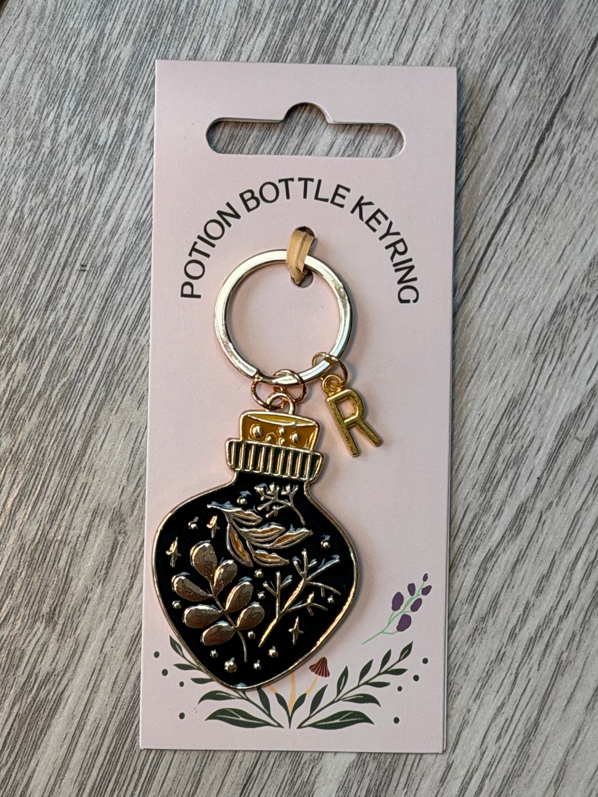 Personalised Potion Bottle Keyring – Initial Charm Witchy Gift