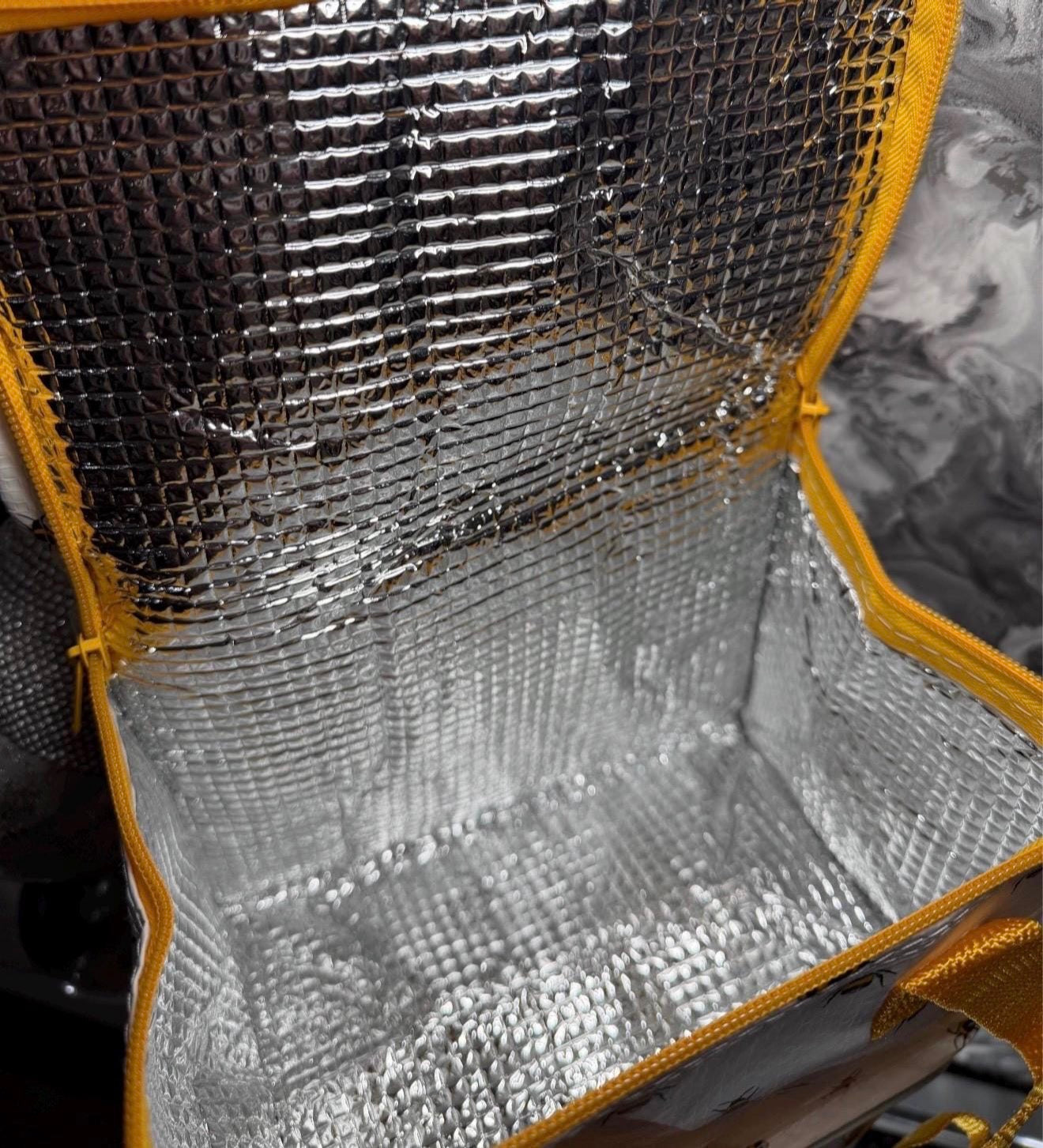 Sunflower & Bee Insulated Lunch Bag Made from Recycled Plastic | Reusable Lunch Tote | Eco Friendly Gift | Lunch Bag for Work School Picnics