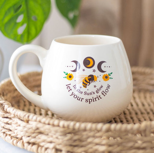 Summer Solstice Sunflower & Bee Rounded Coffee Tea Mug Kitchen Decor Gifts