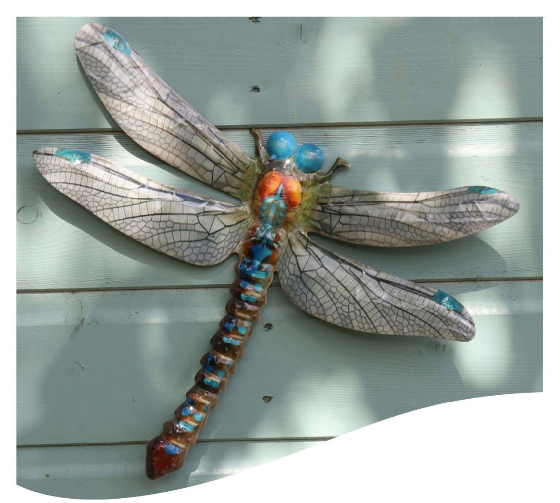 Decorative Dragonfly Metal Garden Wall Art Plaques, Brighten up Fences, Walls, Sheds, Summerhouses etc. - 2 Colours