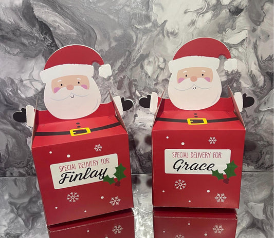 Personalised Santa Sweet Treat Boxes – Christmas Party Favours for Kids, Xmas Eve Boxes, Classroom Gifts or Stocking Fillers