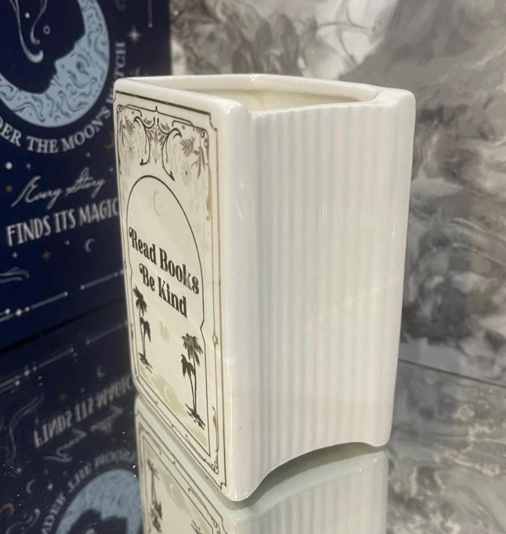 Book Shaped Mug – “Read Books Be Kind” – Ceramic Mug for Book Lovers, Teachers & Readers