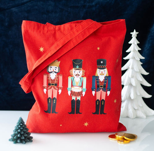 Christmas Nutcracker Soldiers Festive Polycotton Canvas Tote Shopping Storage Bag