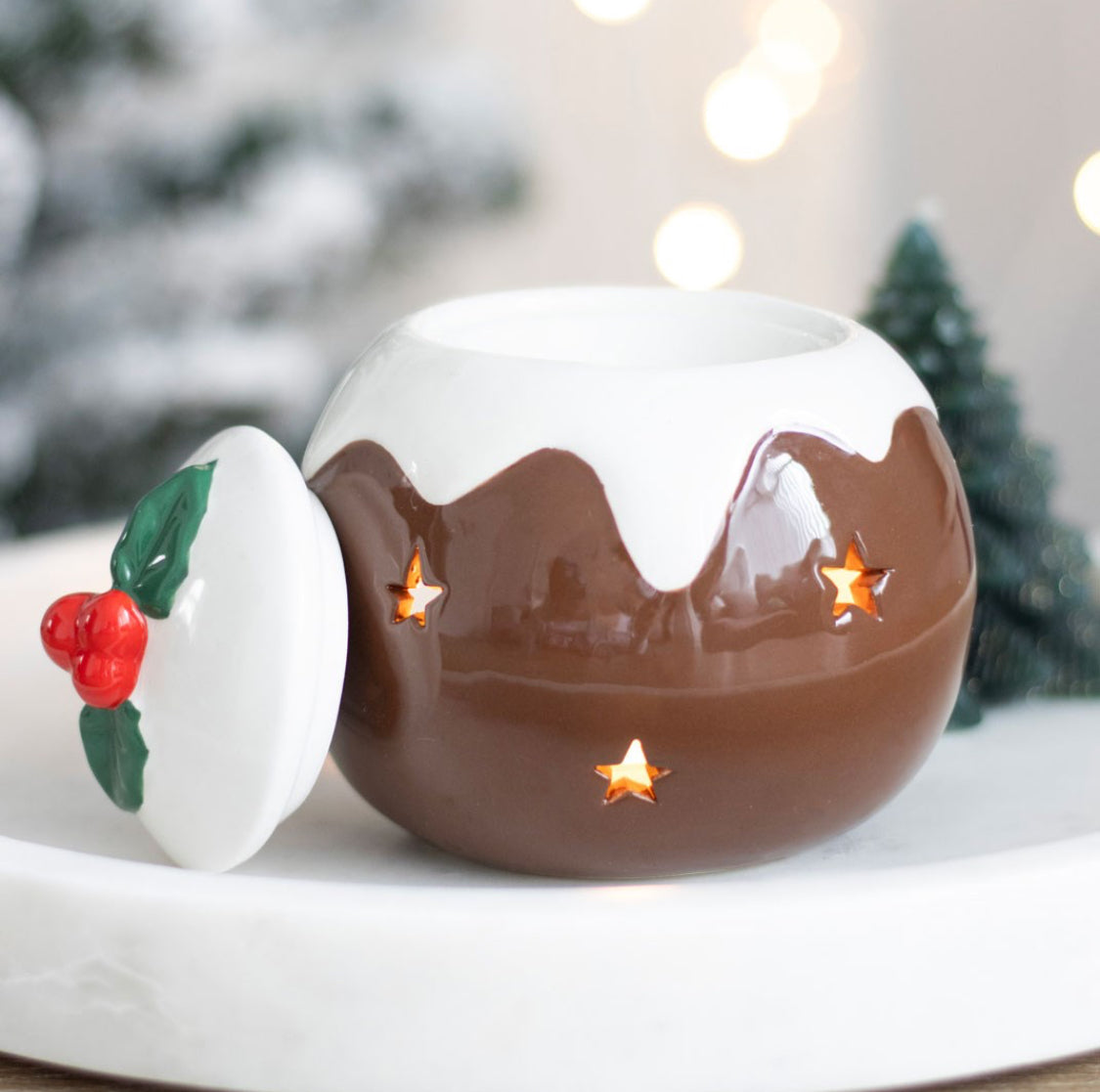 Christmas Pudding Ceramic Oil burner / Wax Melt Warmer