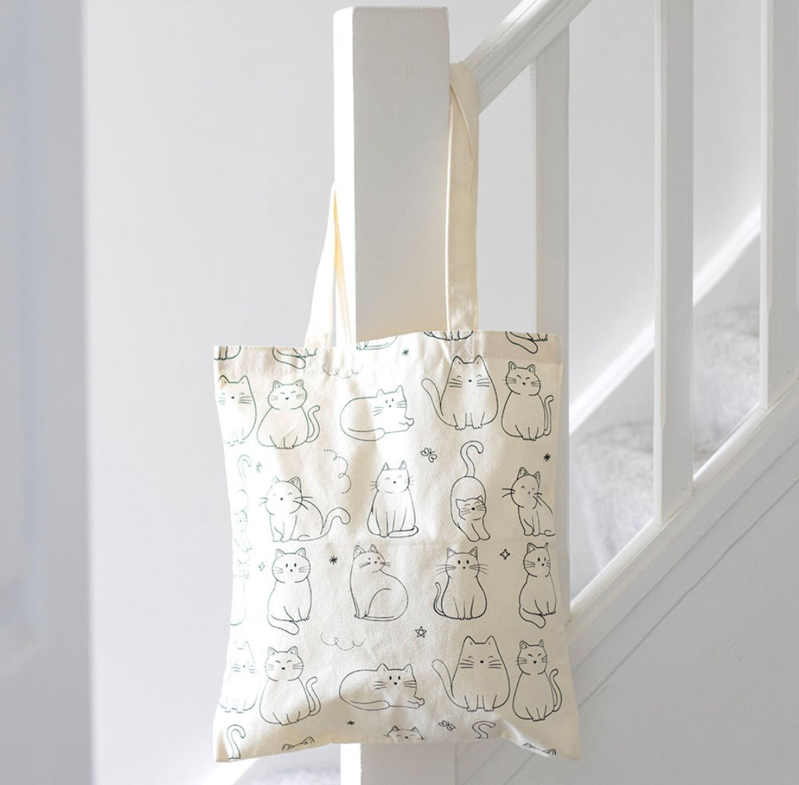 Cat Print Reusable Tote Bag – Eco-Friendly Shopping Bag for Cat Lovers