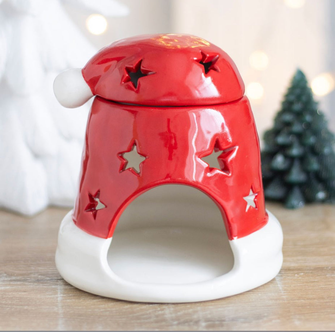 Red Santa Hat Christmas Ceramic Oil burner / Wax Melt Warmer