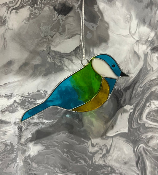 Blue Tit Bird Suncatcher Wind Spinner Light Catcher Window or Garden Hanging decoration