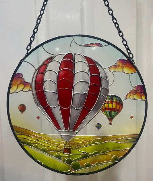 Hot Air Balloon Suncatcher – Stained Glass Effect Wind Spinner (23cm)