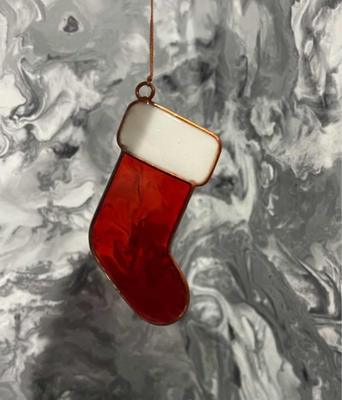 Red Christmas Stocking Resin Suncatcher Hanging Window or Tree Decoration