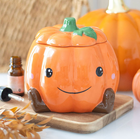 Cute Pumpkin Character Oil Burner Wax Melt Warmer, Halloween Home Decor Ornament, Autumn Gifts