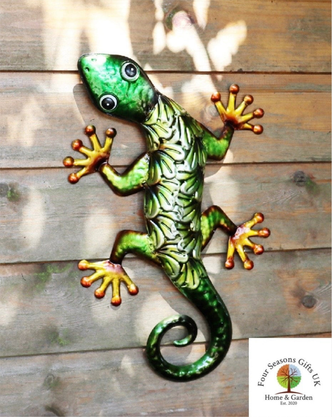 Decorative Gecko Metal Garden Wall Art Plaques, Brighten up Fences, Walls, Sheds, Summerhouses etc. - 2 Colours