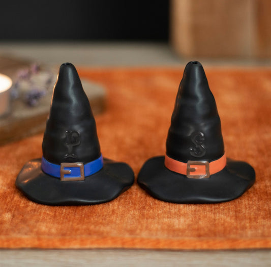 Witch Hat Salt & Pepper Pots Shakers Cruet Set Gothic Table Decor Halloween Witchy Gifts