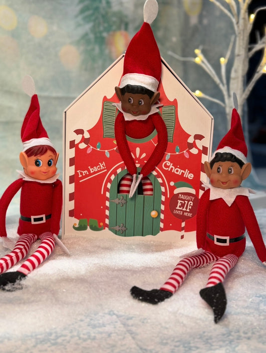 Large Personalised Christmas Elf Gift Box with 1 or 2 Elves