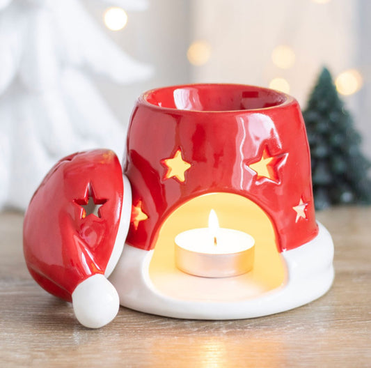 Red Santa Hat Christmas Ceramic Oil burner / Wax Melt Warmer