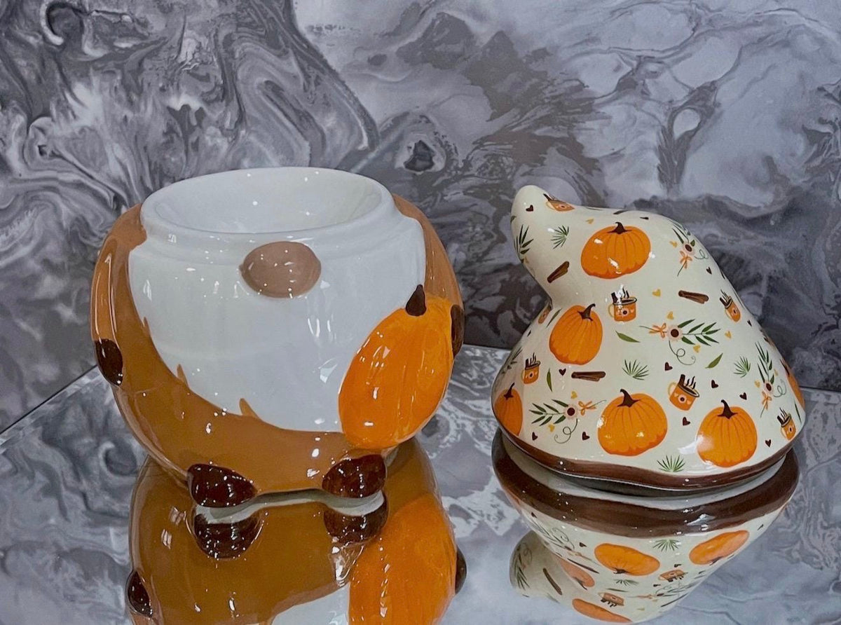 Autumn Gonk Oil Burner – Pumpkin Ceramic Wax Melt Warmer – Cosy Fall Home Decor
