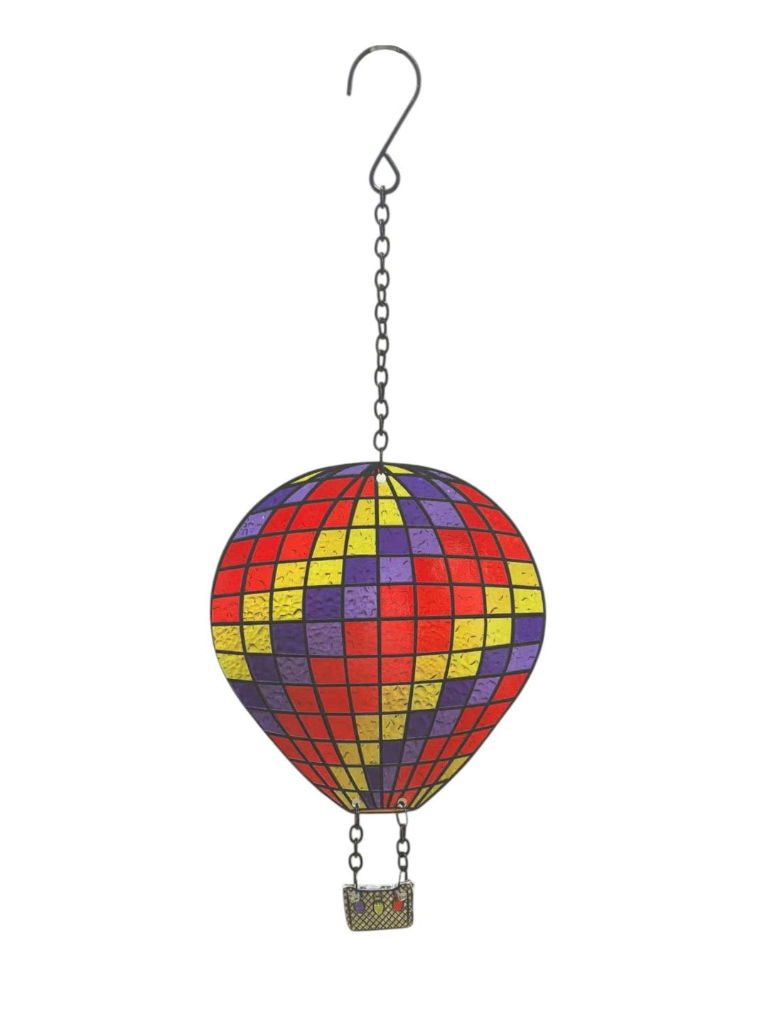 Rainbow Hot Air Balloon Suncatcher – Stained Glass Effect Hanging Window Decoration | Colourful Garden & Home Ornament Gift