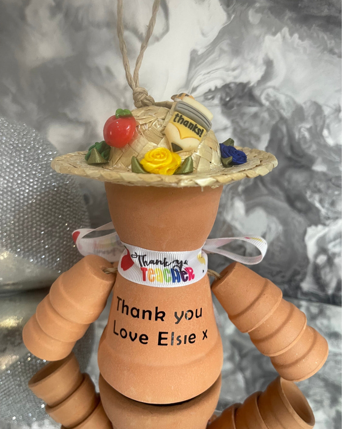 Personalised Terracotta Thank You Teacher Theme Plant Pot People Man or Lady Gifts