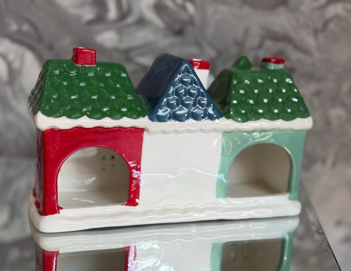 Christmas Village Ceramic Tealight & Incense Cone Burner