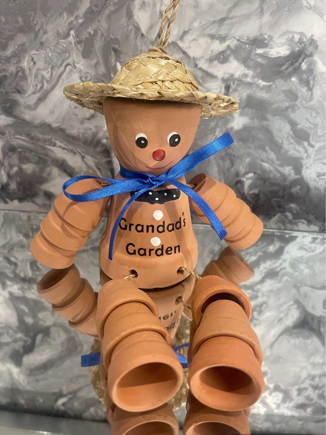 Personalised Terracotta Plant Pot People Man or Lady Includes Ribbon Of Choice