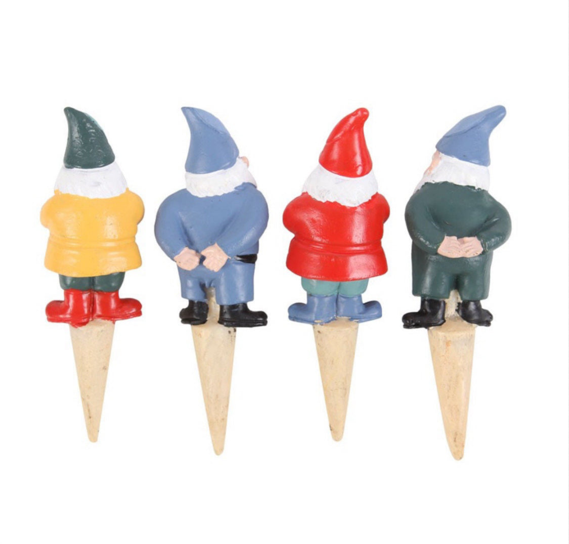 Set of 4 Mini Gnome Flowerpot Plant Pot Decorative Stake Ornaments