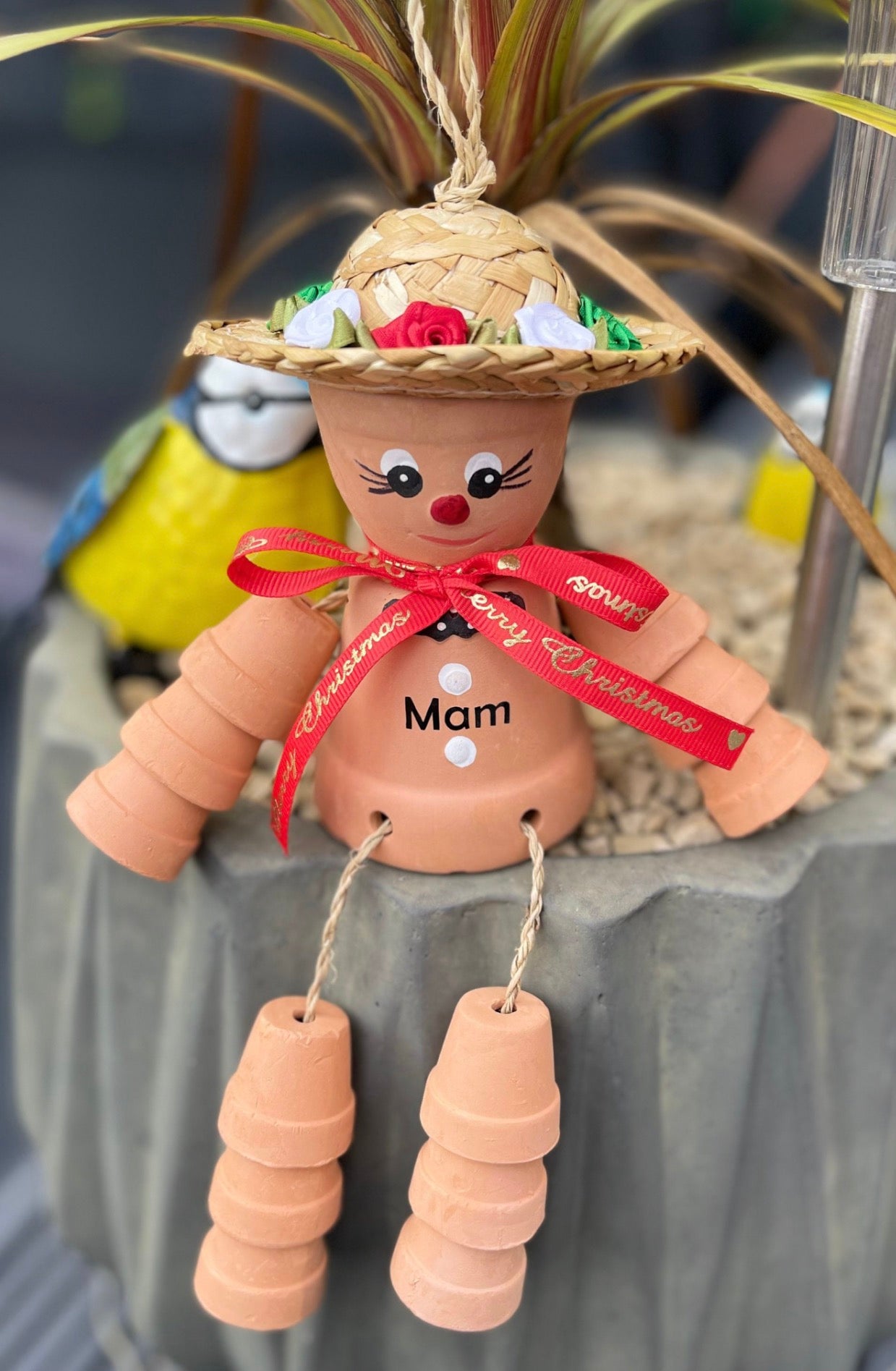 Personalised Terracotta Christmas Flowerpot People - Handmade Garden Ornament