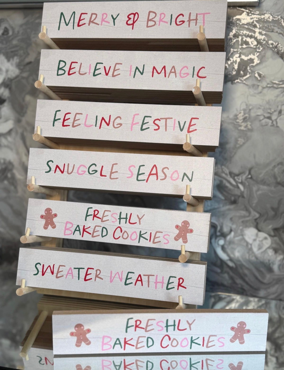 Christmas Wooden Block Signs – Festive Shelf Decor – 6 Designs