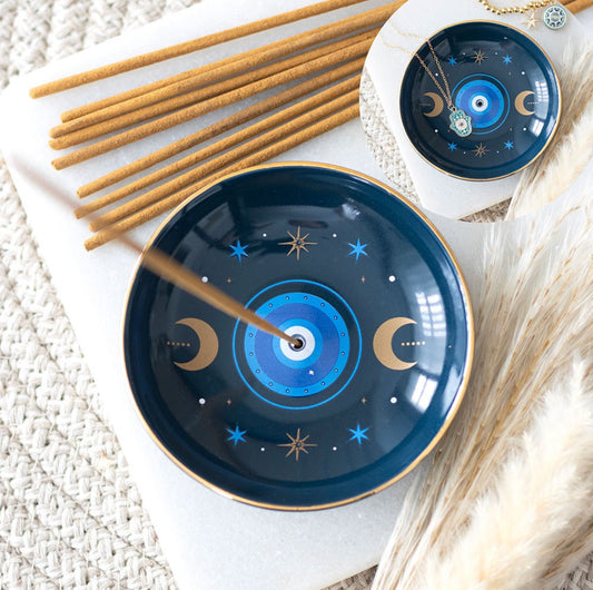 Evil Eye Incense Stick Holder Trinket Dish Home Fragrance Ornament Decor Spiritual Gifts