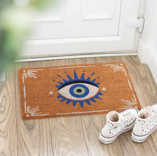 All Seeing Eye Evil Eye Spiritual Natural Coir Non Slip Entrance Doormat Mat