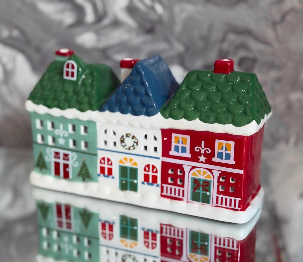 Christmas Village Ceramic Tealight & Incense Cone Burner