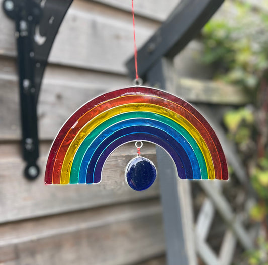Large Rainbow Stained Glass Effect Suncatcher Wind Spinner Light Catcher Garden Ornament Hanging Window Decoration Sensory Garden gifts
