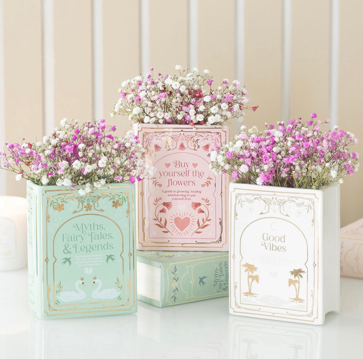 Decorative Ceramic Book Vase – Vintage Style Flower Vase, 3 Designs
