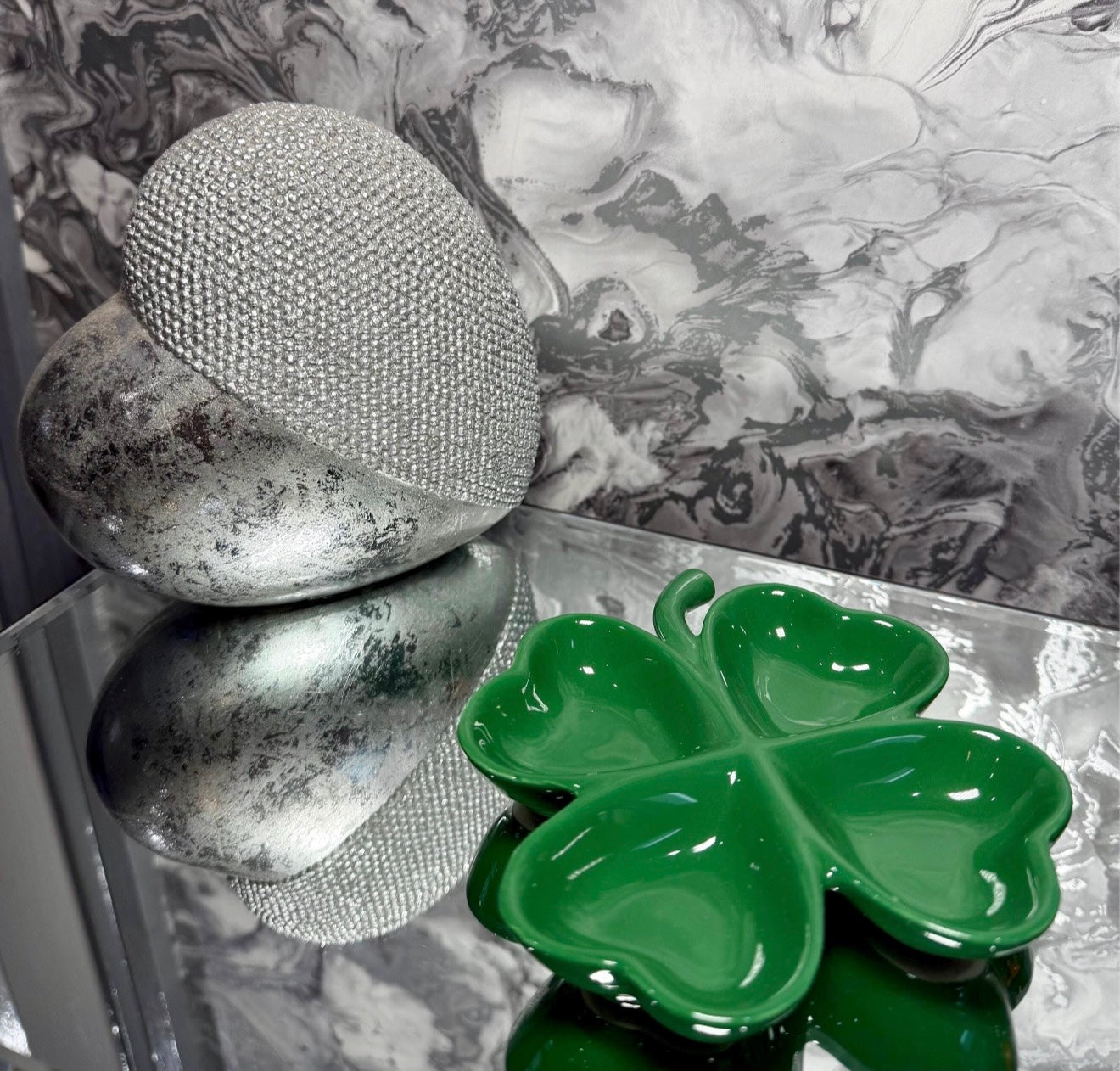 Four Leaf Clover Ceramic Trinket Dish, Lucky Shamrock Jewellery Tray, Ring Holder St Patrick’s Day Ornament Decor Gift