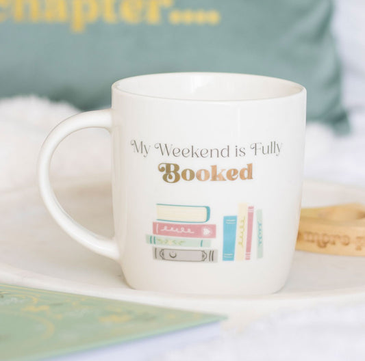 My Weekend is Fully Booked Mug – Book Lover Gift – New Term Student Gifts – Cosy Reading Mug