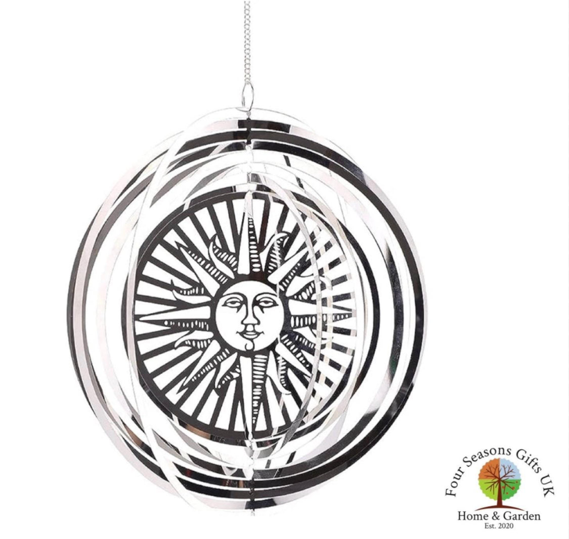 Celestial Sun Stainless Steel Mirrored Wind Spinner Sun-catcher Hanging Garden Decorative Ornament