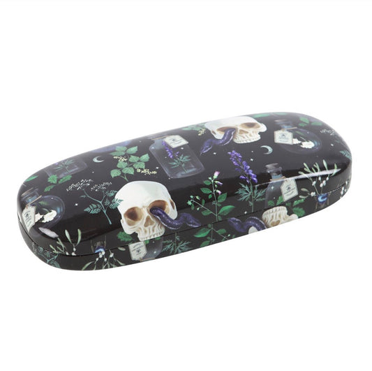 Poisonous Plants Gothic Glasses Case – Dark Botanical Skull Eyeglasses Case with Cleaning Cloth