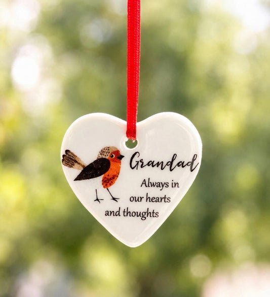 Personalised Robin Memorial Heart Ornament